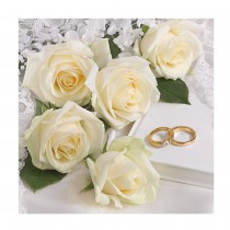20 SERVIETTES MARIAGE ROSES BLANC 33X33CM