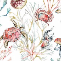 20 SERVIETTES PAPIER ANIMAUX FONDS MARINS 33CM