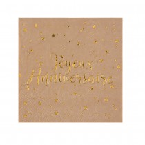 20 SERVIETTES PAPIER ANNIVERSAIRE KRAFT 25CM