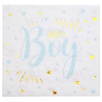 20 SERVIETTES PAPIER BABY SHOWER BOY 33CM BLEU