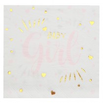20 SERVIETTES PAPIER BABY SHOWER GIRL 33CM ROSE