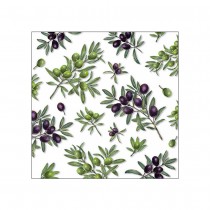 20 SERVIETTES PAPIER BRANCHES OLIVES NOIRES 33CM