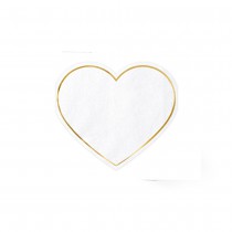 20 SERVIETTES PAPIER CŒUR 14.5X12.5CM BORD OR