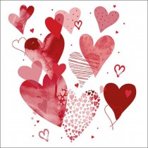 20 SERVIETTES PAPIER CŒURS AMOUR 33CM ROUGE