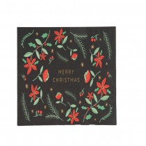 20 SERVIETTES PAPIER CHRISTMAS HOUX 32.5CM ROUGE