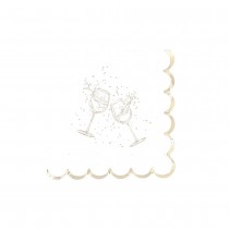 20 SERVIETTES PAPIER COKTAIL PÉTILLANT 24CM BLANC