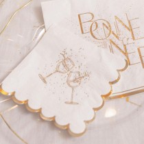 20 SERVIETTES PAPIER COKTAIL PÉTILLANT 24CM BLANC