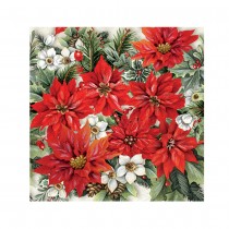 20 SERVIETTES PAPIER COMPO POINSETTIA 33CM ROUGE