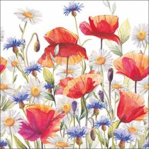 20 SERVIETTES PAPIER COQUELICOTS BLEUETS 33CM