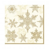 20 SERVIETTES PAPIER CRISTAL GLACE OR 33CM BLANC