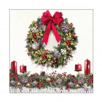 20 SERVIETTES PAPIER DÉCORATION COURONNE NOËL 33CM