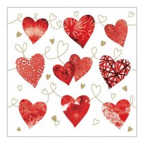 20 SERVIETTES PAPIER DIX CURS AMOUR 33CM