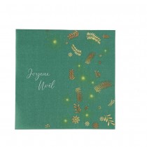20 SERVIETTES PAPIER FEUILLES NOËL 32.5CM VERT