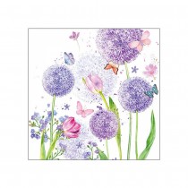 20 SERVIETTES PAPIER FLEURS BOULE 33CM