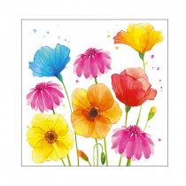 20 SERVIETTES PAPIER FLEURS D\'ÉTÉ COLORÉES 33CM