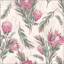 20 SERVIETTES PAPIER FLEURS PROTEA 33CM CRÈME