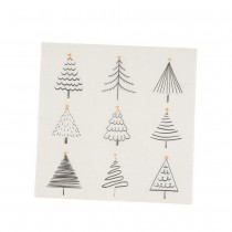 20 SERVIETTES PAPIER FORÊT SAPIN 32.5CM BLANC NOIR