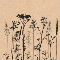 20 SERVIETTES PAPIER HERBES FLEURS 33CM NATUREL