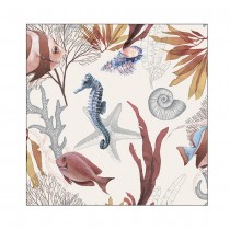 20 SERVIETTES PAPIER HIPPOCAMPE FONDS MARINS 33CM