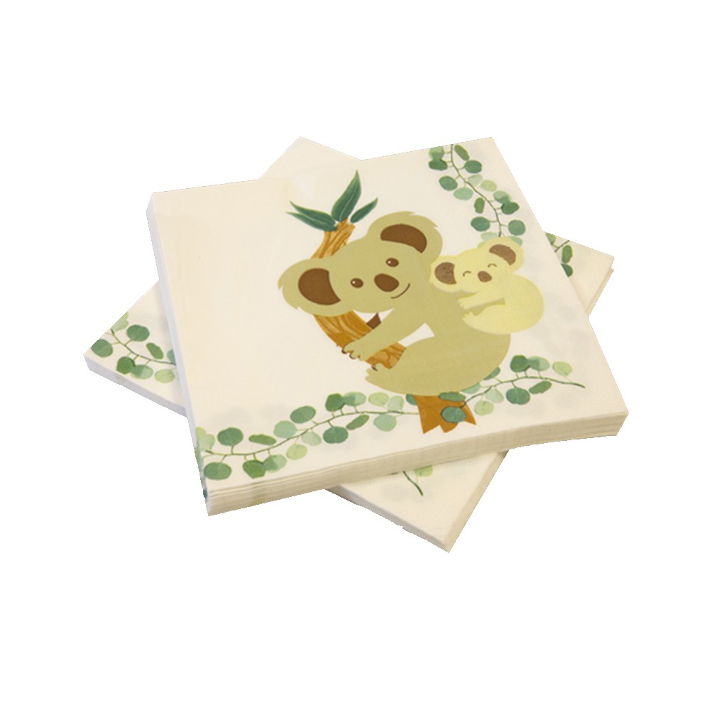 20 SERVIETTES PAPIER KOALA EUCALYPTUS 33CM