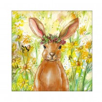 20 SERVIETTES PAPIER LAPIN FLEURI 33CM