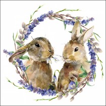 20 SERVIETTES PAPIER LAPINS COUPLE 33CM