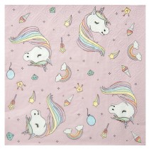 20 SERVIETTES PAPIER LICORNE ARC-EN-CIEL 33CM