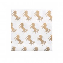 20 SERVIETTES PAPIER LICORNE PARTY 33CM BLANC OR