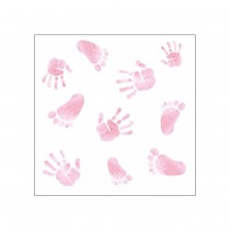 20 SERVIETTES PAPIER MAINS PIEDS BÉBÉ 33CM ROSE