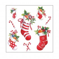 20 SERVIETTES PAPIER NOËL CHAUSSETTES GARNIES 33CM