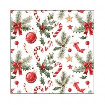 20 SERVIETTES PAPIER NOËL MIX ÉLÉMENTS 33CM BLANC