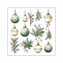 20 SERVIETTES PAPIER NOËL SUSPENSION VERT 33CM