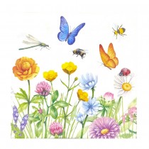 20 SERVIETTES PAPIER PRAIRIE AUX PAPILLONS 33CM