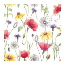 20 SERVIETTES PAPIER PRAIRIE COQUELICOTS 33CM