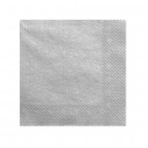 20 SERVIETTES PAPIER PREMIUM 40CM ARGENT MÉTAL