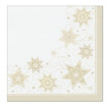 20 SERVIETTES PAPIER PREMIUM ÉTOILE 40CM CHAMPAGNE