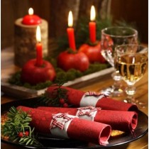 20 SERVIETTES PAPIER PREMIUM ÉTOILE 40CM ROUGE