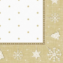 20 SERVIETTES PAPIER PREMIUM NOËL MOTIFS 40CM OR