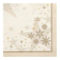 20 SERVIETTES PAPIER PREMIUM STAR NEIGE 40CM BEIGE