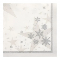 20 SERVIETTES PAPIER PREMIUM STAR NEIGE 40CM BLANC