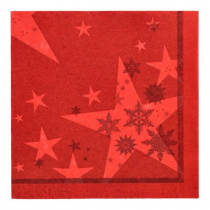 20 SERVIETTES PAPIER PREMIUM STAR NEIGE 40CM ROUGE