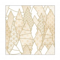 20 SERVIETTES PAPIER SAPIN ART DÉCO 33CM BLANC