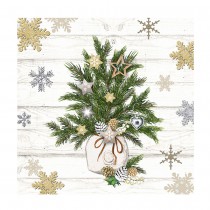 20 SERVIETTES PAPIER SAPIN NOËL DÉCORÉ 33CM VERT