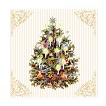 20 SERVIETTES PAPIER SAPIN NOËL VINTAGE 33CM CRÈME