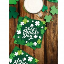 20 SERVIETTES PAPIER SHAMROCK ST PATRICK 33CM VERT