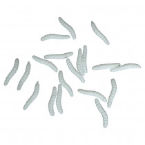 20 VERS ÉLASTIQUES LARVES HANNETON DÉCO 4CM BLANC