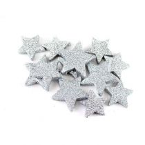 24 ÉTOILES PAILLETÉES ARGENT 4/5 CM