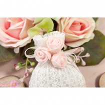 24 FLEURS DÉCO ROSETTE MOUSSE 11X2CM ROSE