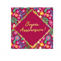 24 SERVIETTES PAPIER ANNIVERSAIRE FLORAL 33CM FUCHSIA