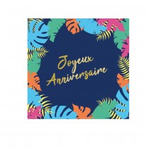 24 SERVIETTES PAPIER ANNIVERSAIRE TROPICAL 33CM